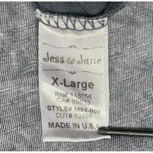 Jess & Jane Tunic Top XL Mineral Washed Gray Giraffe Song Boho Pocket Lagenlook - Picture 7 of 9